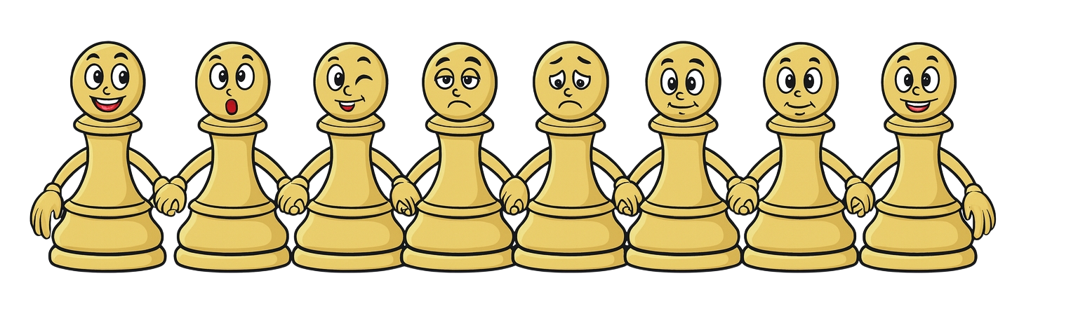 animované šachové figúrky osem pešiakov