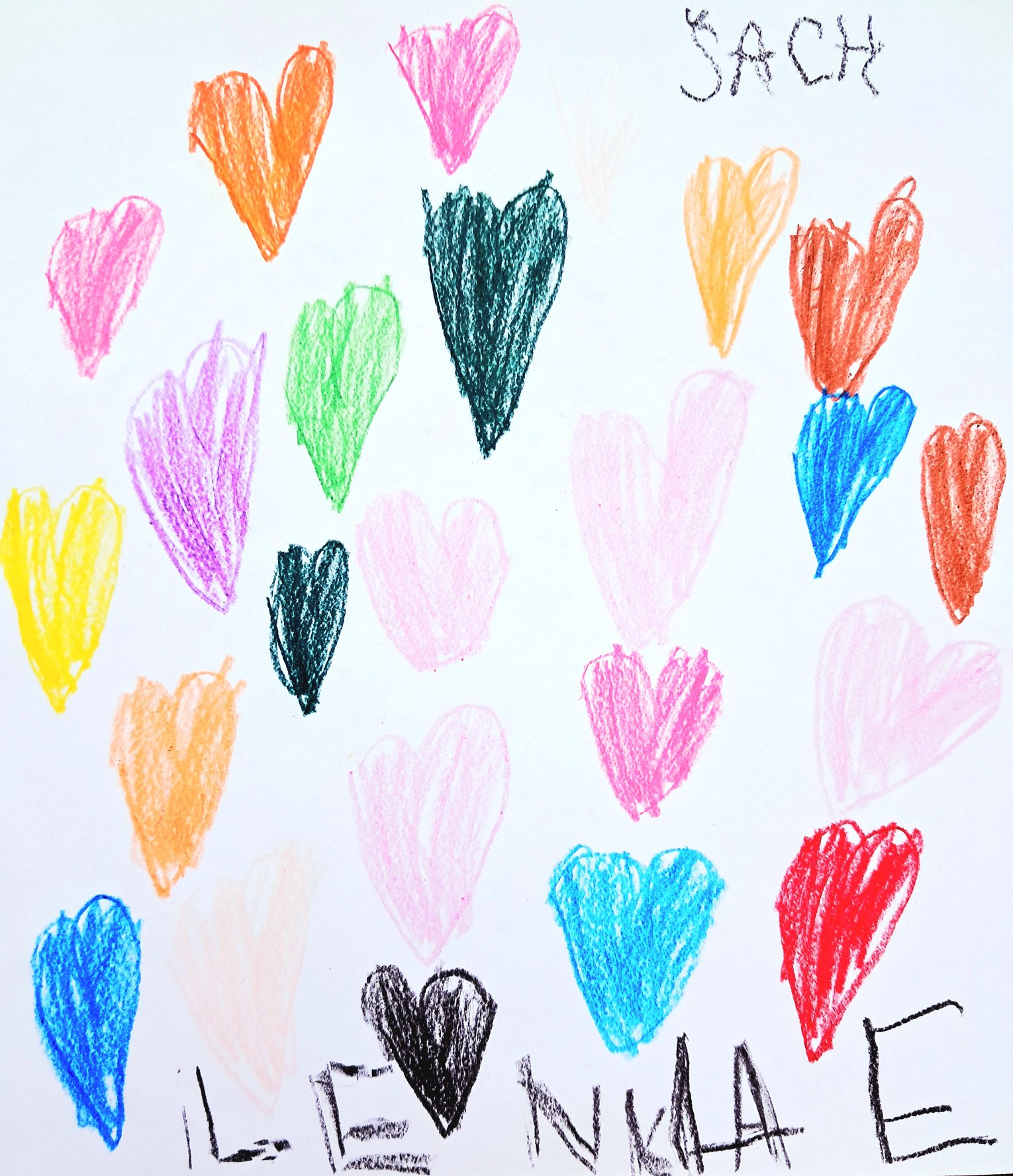 detská maľba srdiečok