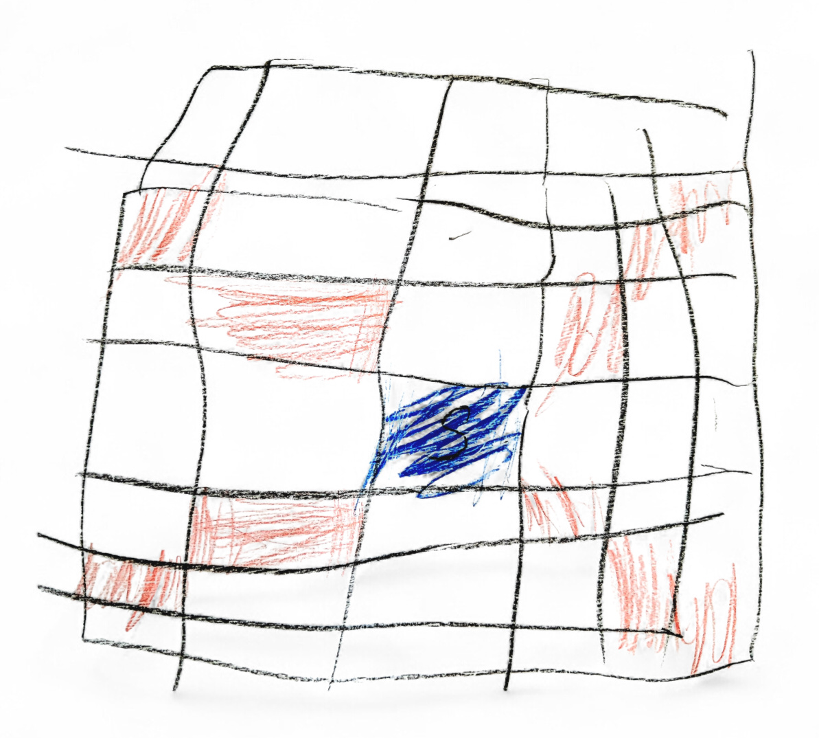 detská maľba znázornenie diagonál na šachovnici