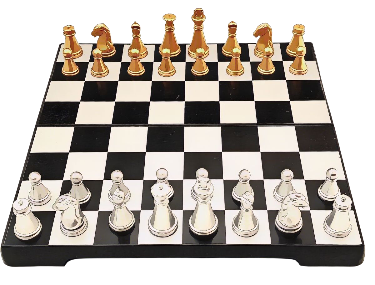 šachovnica s figúrkami a žiarovka